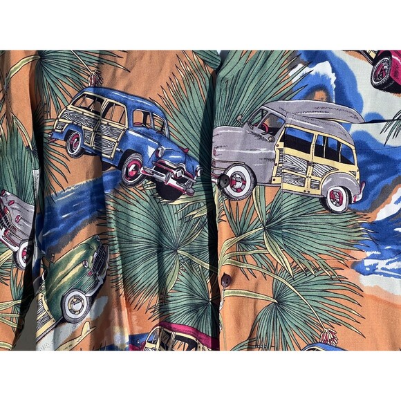NEXT ORIGINAL Men's Short Sleeve Button Down Woody Car Shirt Large - Picture 3 of 6